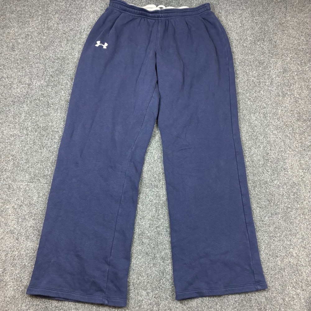 Under Armour Mens Size Large Navy Blue Loose Fit Straight Leg Fleece Sweatpants